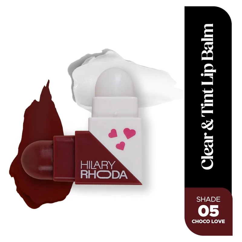 Hilary Rhoda Clear & Tint Lip Balm | Infused with Aloe Vera & Shea Butter | Hydrates & Nourishes Lips | 2 Sided Lip Balm | Glides on lips Smoothly - 2.27g*2 (Choco Love - Shade 05) - Thumbnail 2